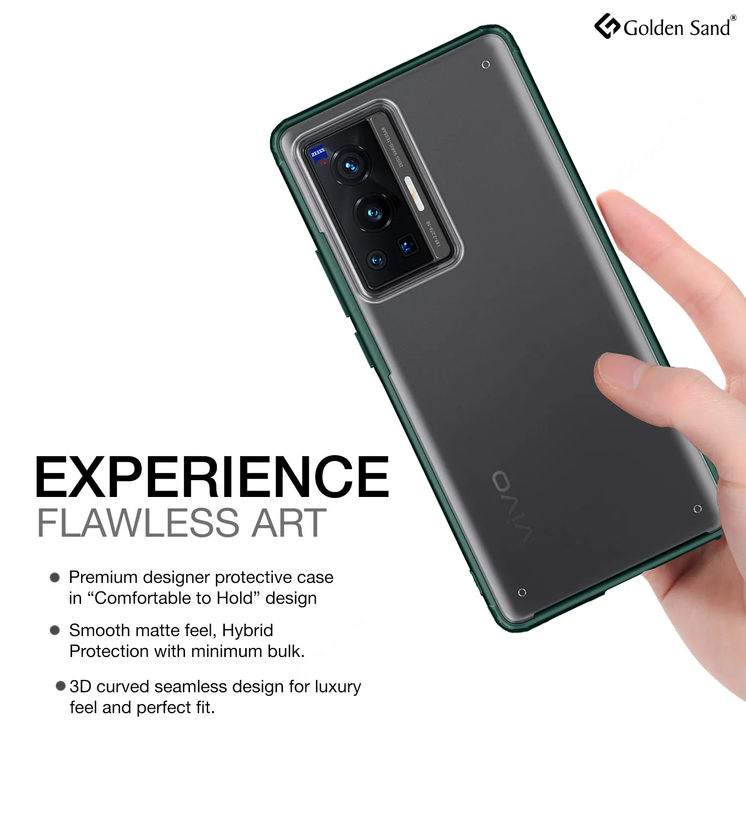 Rugged Frosted Semi Transparent PC Shock Proof Slim Back Case for Vivo X70 Pro [Not for Vivo X70 Pro Plus], 6.56 inch, Green