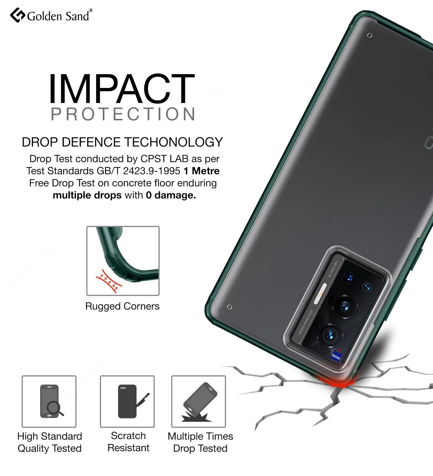Rugged Frosted Semi Transparent PC Shock Proof Slim Back Case for Vivo X70 Pro [Not for Vivo X70 Pro Plus], 6.56 inch, Green