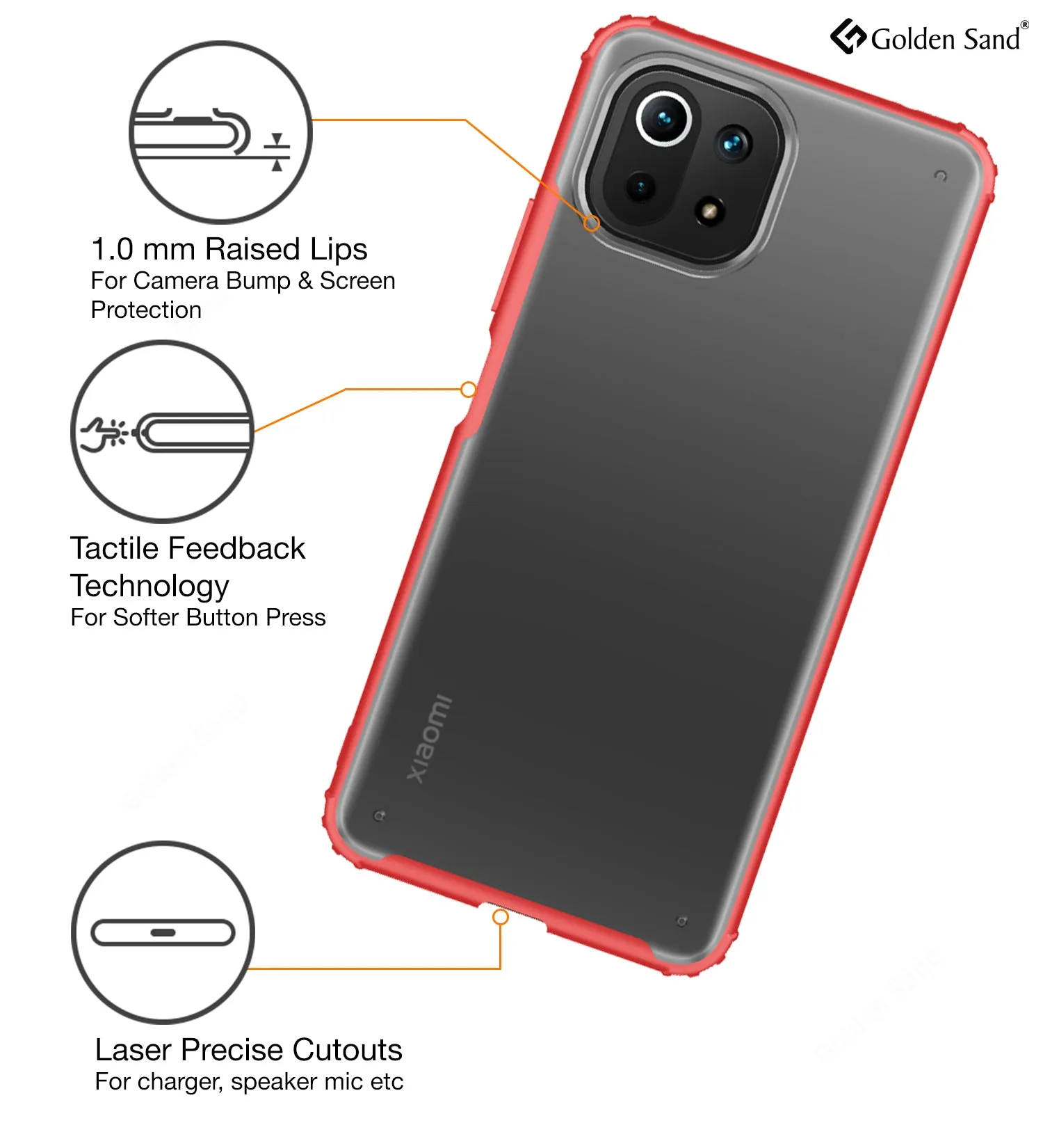 Rugged Frosted Semi Transparent PC Shock Proof Slim Back Case for Xiaomi 11 Lite NE 5G, Xiaomi Mi 11 Lite, Xiaomi Mi 11 Lite 5G, 6.55 inch, Red