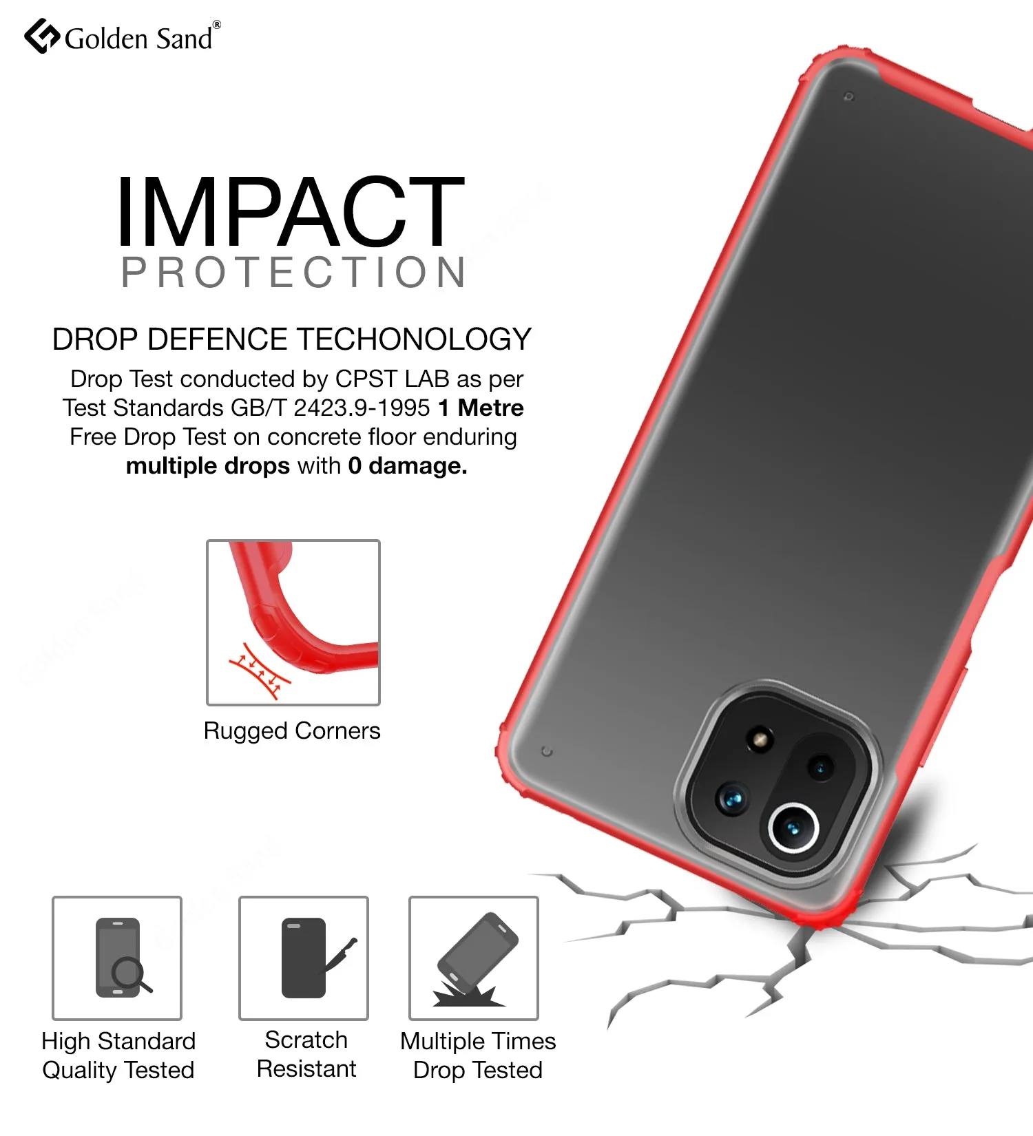 Rugged Frosted Semi Transparent PC Shock Proof Slim Back Case for Xiaomi 11 Lite NE 5G, Xiaomi Mi 11 Lite, Xiaomi Mi 11 Lite 5G, 6.55 inch, Red