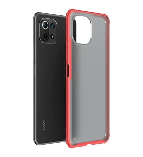 Rugged Frosted Semi Transparent PC Shock Proof Slim Back Case for Xiaomi 11 Lite NE 5G, Xiaomi Mi 11 Lite, Xiaomi Mi 11 Lite 5G, 6.55 inch, Red