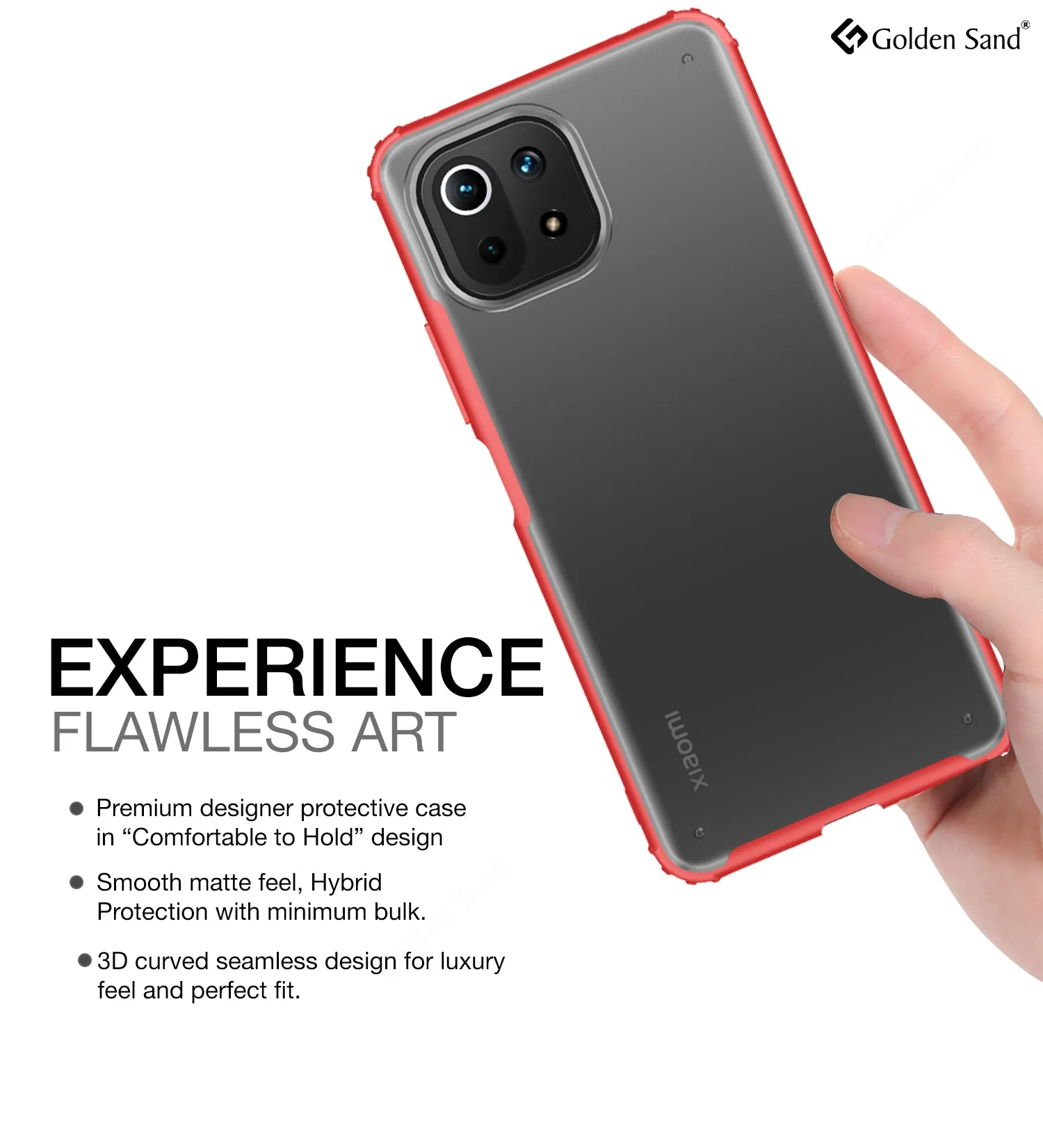Rugged Frosted Semi Transparent PC Shock Proof Slim Back Case for Xiaomi 11 Lite NE 5G, Xiaomi Mi 11 Lite, Xiaomi Mi 11 Lite 5G, 6.55 inch, Red