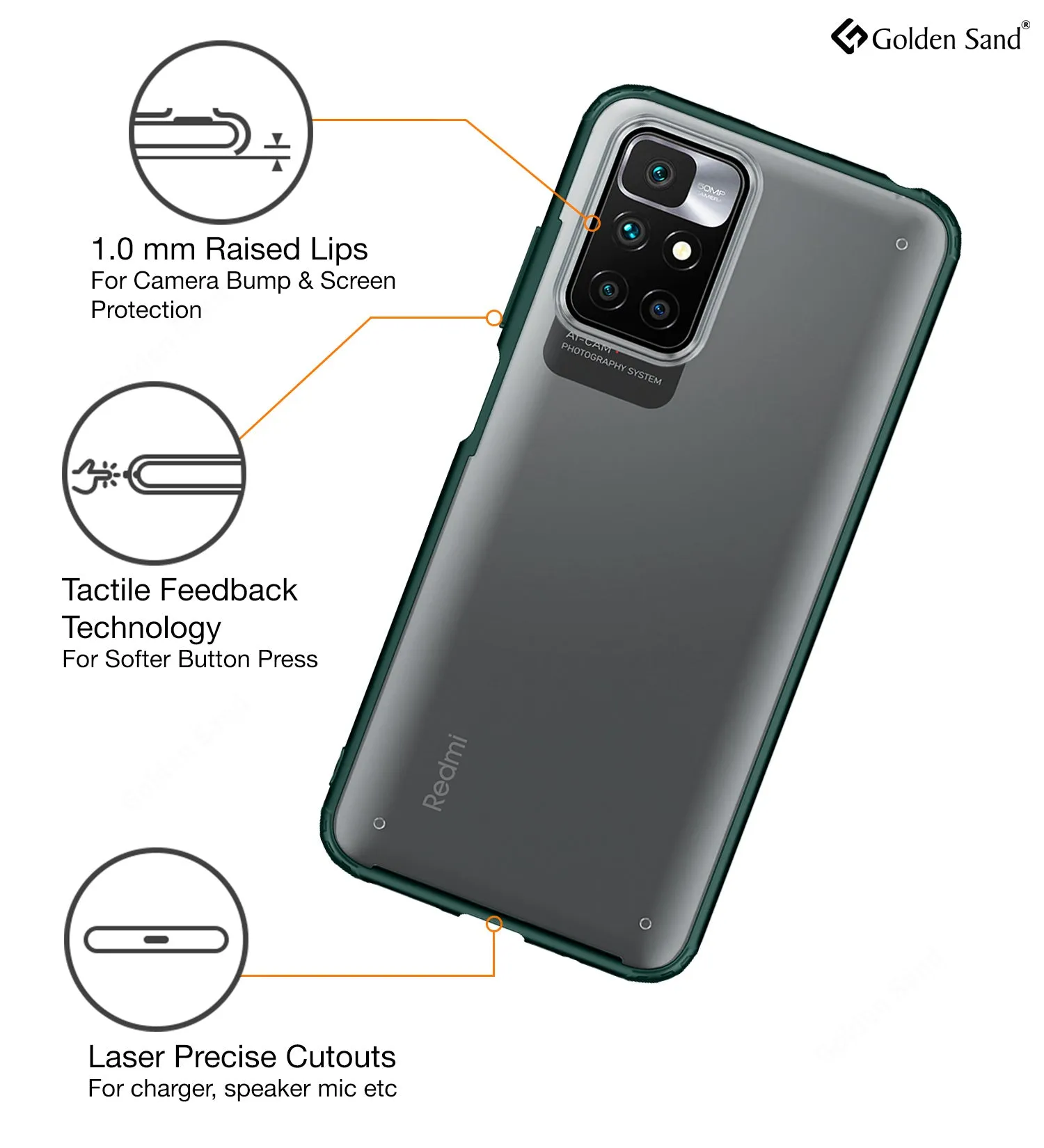 Rugged Frosted Semi Transparent PC Shock Proof Slim Back Case for Xiaomi Redmi 10 Prime, 6.5 inch, Green