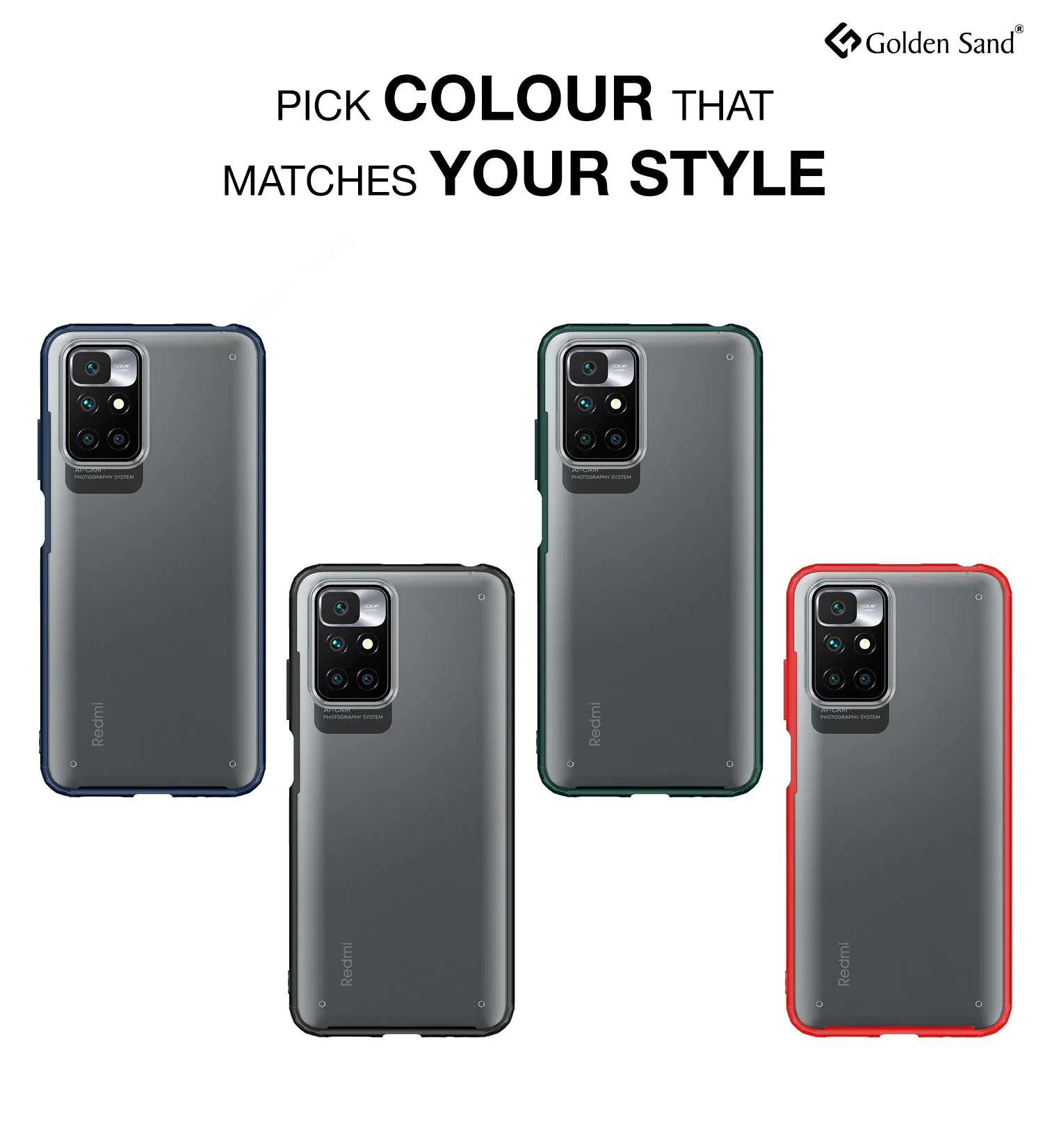 Rugged Frosted Semi Transparent PC Shock Proof Slim Back Case for Xiaomi Redmi 10 Prime, 6.5 inch, Green