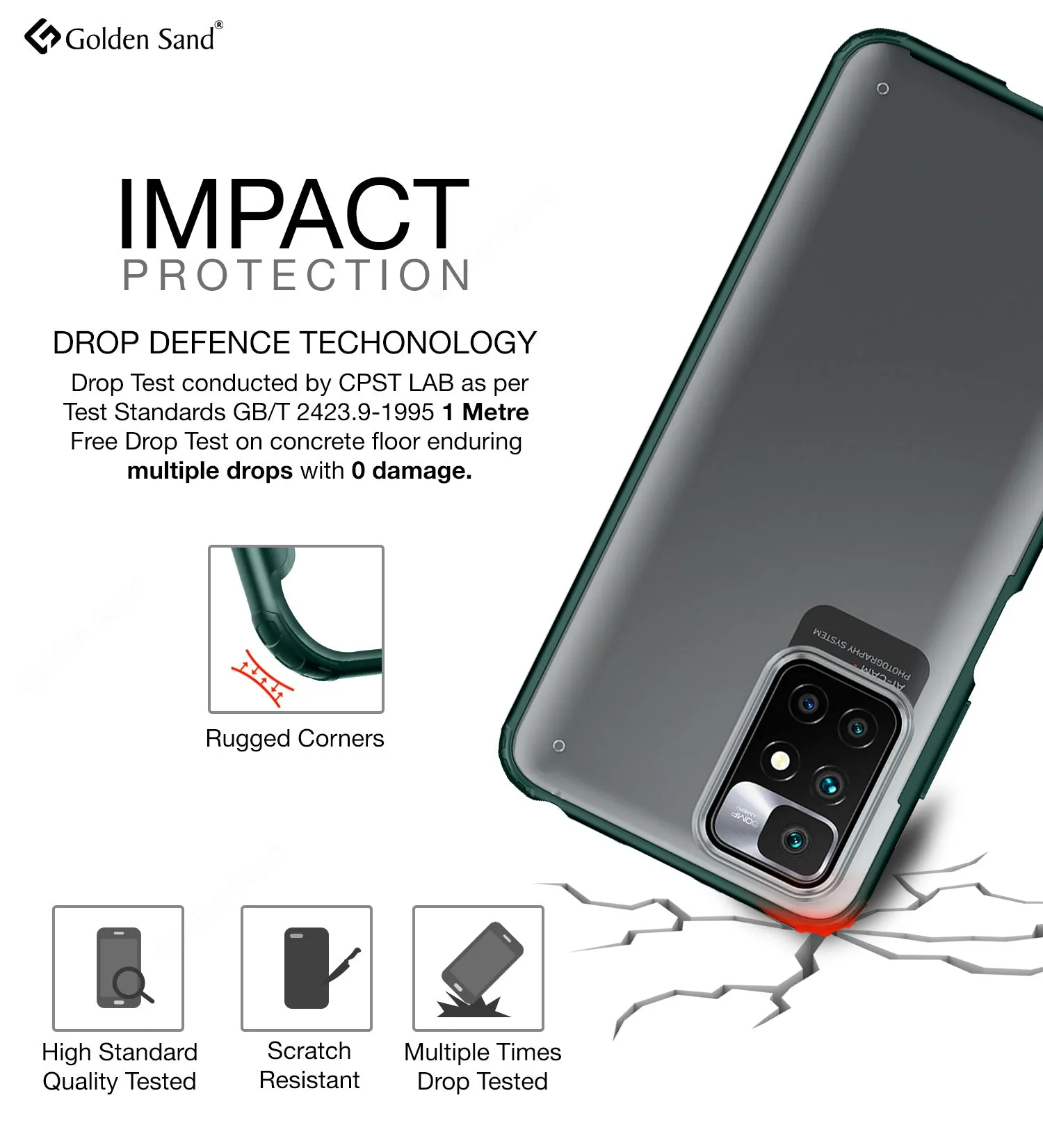 Rugged Frosted Semi Transparent PC Shock Proof Slim Back Case for Xiaomi Redmi 10 Prime, 6.5 inch, Green