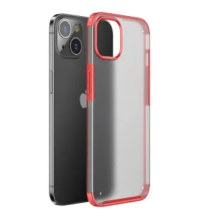 Rugged Frosted Semi Transparent PC Shock Proof Slim Back Cover for Apple iPhone 13, 6.1 inch, Red