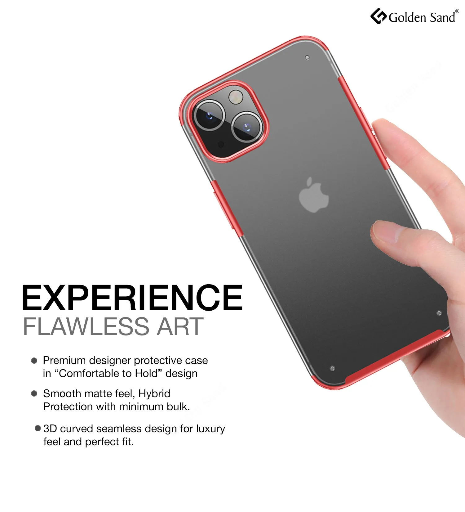 Rugged Frosted Semi Transparent PC Shock Proof Slim Back Cover for Apple iPhone 13, 6.1 inch, Red