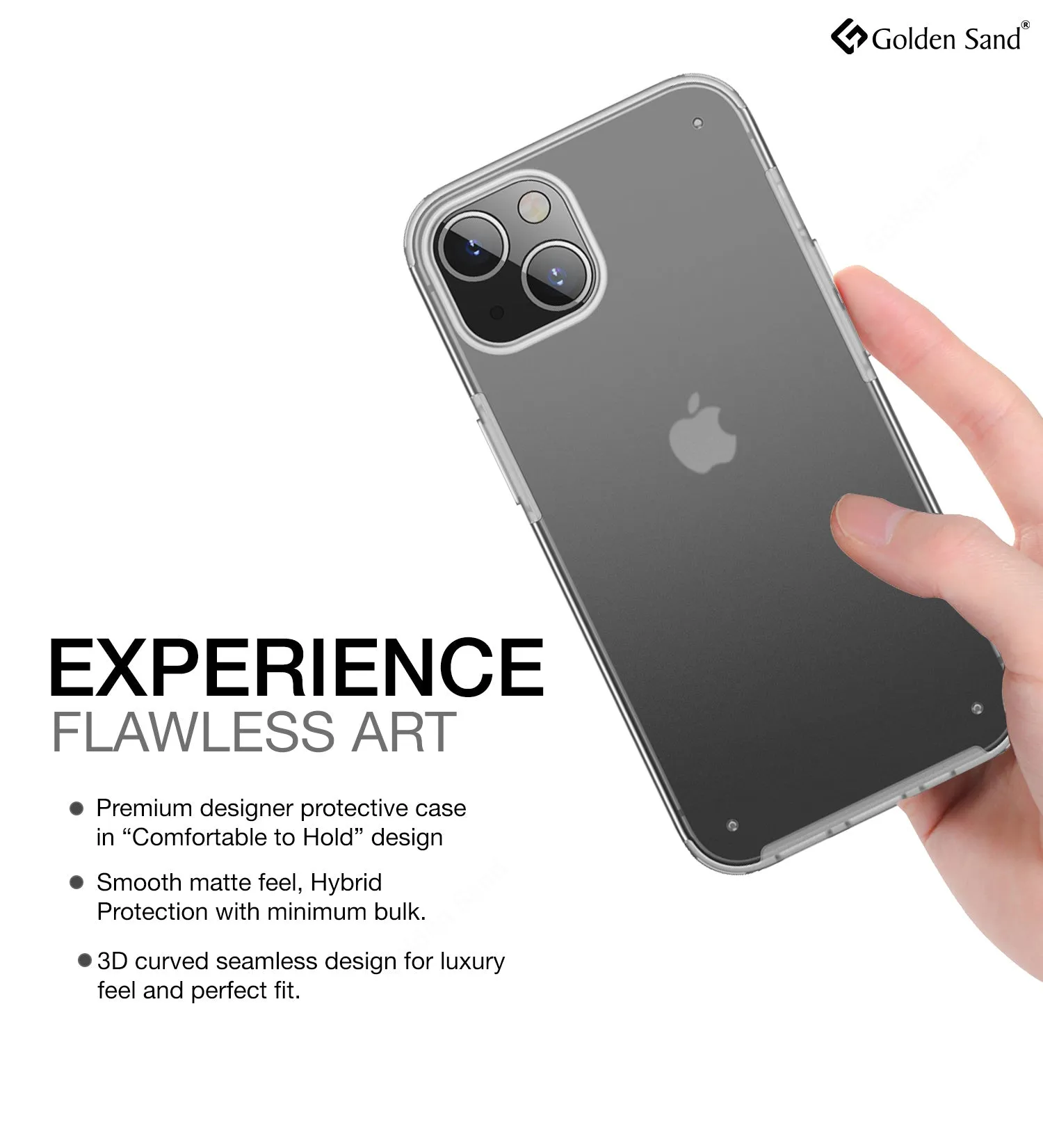 Rugged Frosted Semi Transparent PC Shock Proof Slim Back Cover for Apple iPhone 13, 6.1 inch, Translucent White