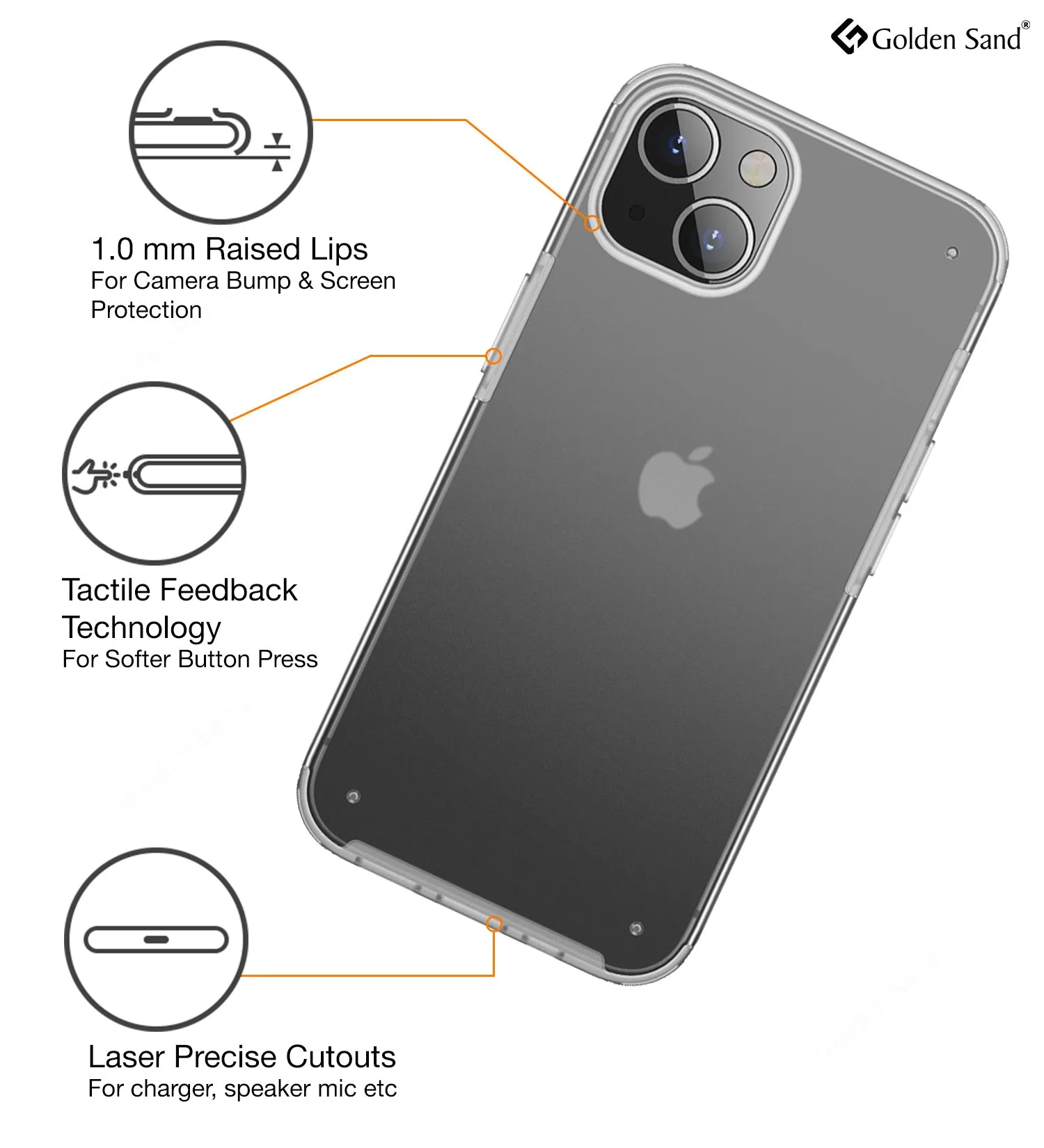 Rugged Frosted Semi Transparent PC Shock Proof Slim Back Cover for Apple iPhone 13, 6.1 inch, Translucent White