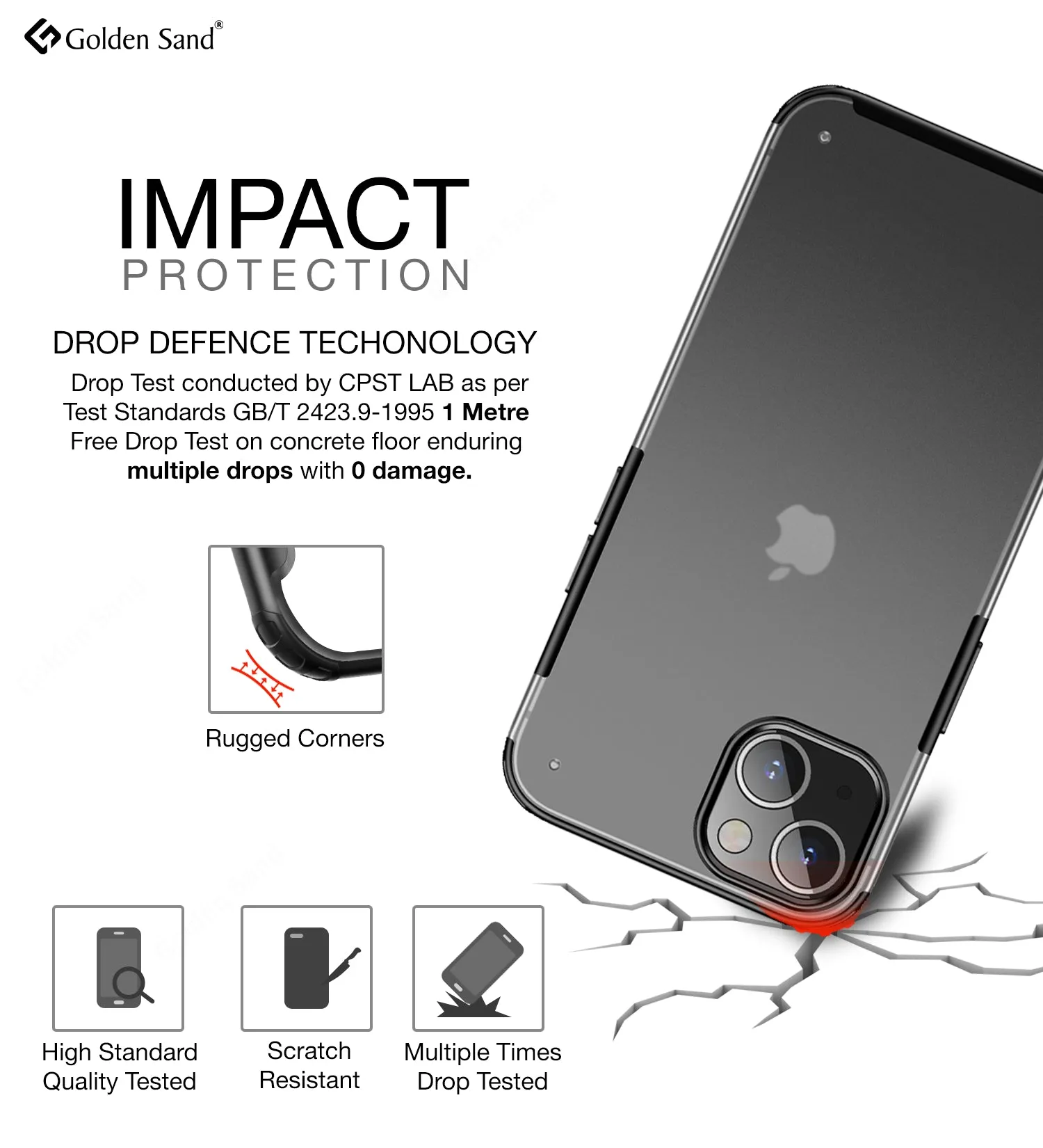 Rugged Frosted Semi Transparent PC Shock Proof Slim Back Cover for Apple iPhone 13 Mini, 5.4 inch, Black