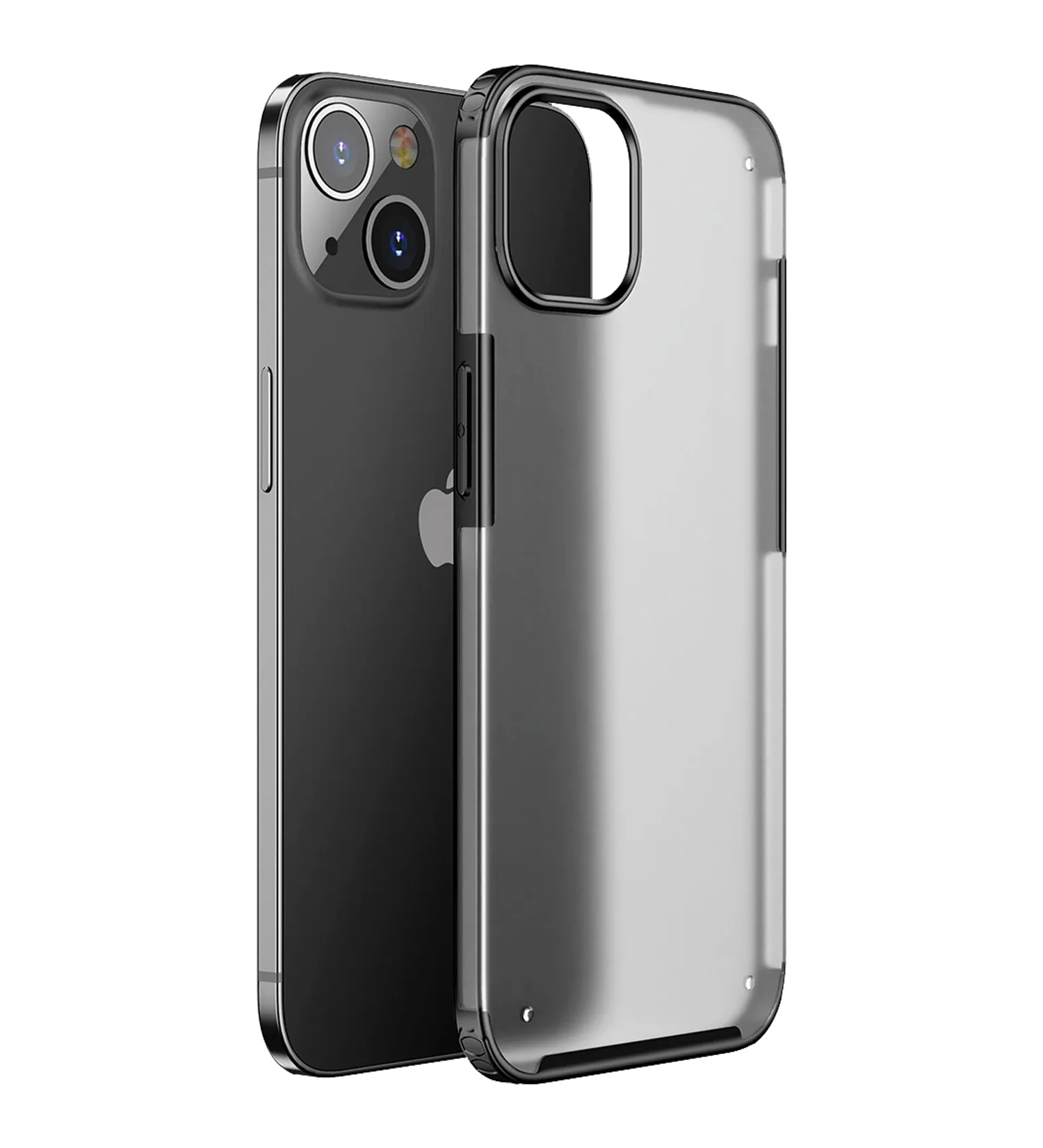 Rugged Frosted Semi Transparent PC Shock Proof Slim Back Cover for Apple iPhone 13 Mini, 5.4 inch, Black