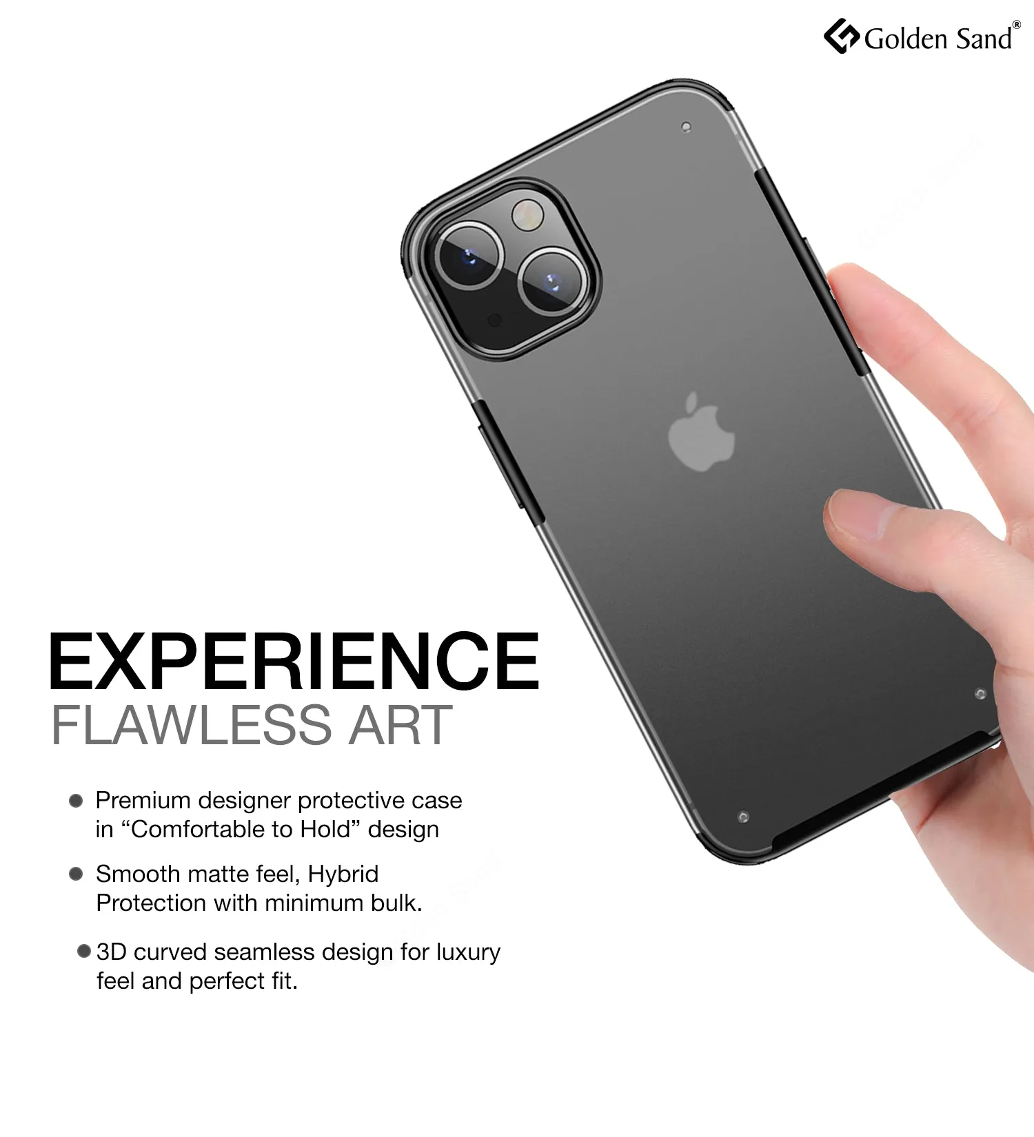 Rugged Frosted Semi Transparent PC Shock Proof Slim Back Cover for Apple iPhone 13 Mini, 5.4 inch, Black