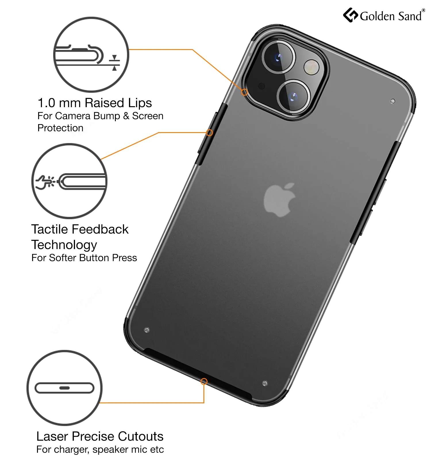 Rugged Frosted Semi Transparent PC Shock Proof Slim Back Cover for Apple iPhone 13 Mini, 5.4 inch, Black