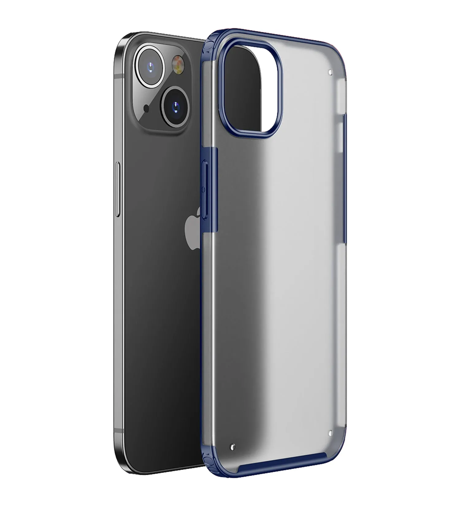 Rugged Frosted Semi Transparent PC Shock Proof Slim Back Cover for Apple iPhone 13 Mini, 5.4 inch, Blue