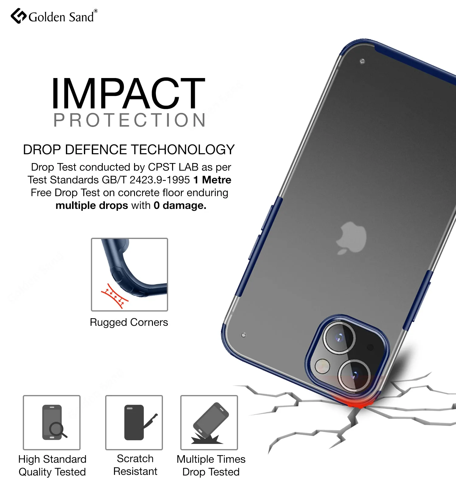 Rugged Frosted Semi Transparent PC Shock Proof Slim Back Cover for Apple iPhone 13 Mini, 5.4 inch, Blue