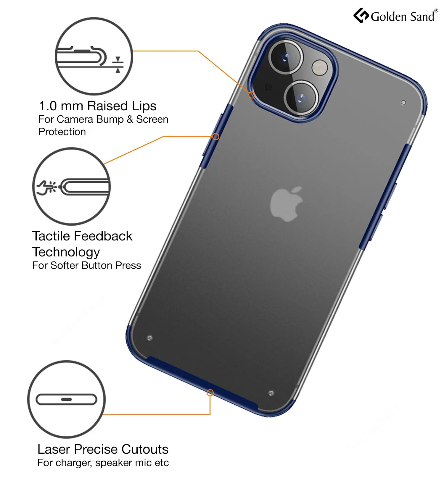 Rugged Frosted Semi Transparent PC Shock Proof Slim Back Cover for Apple iPhone 13 Mini, 5.4 inch, Blue