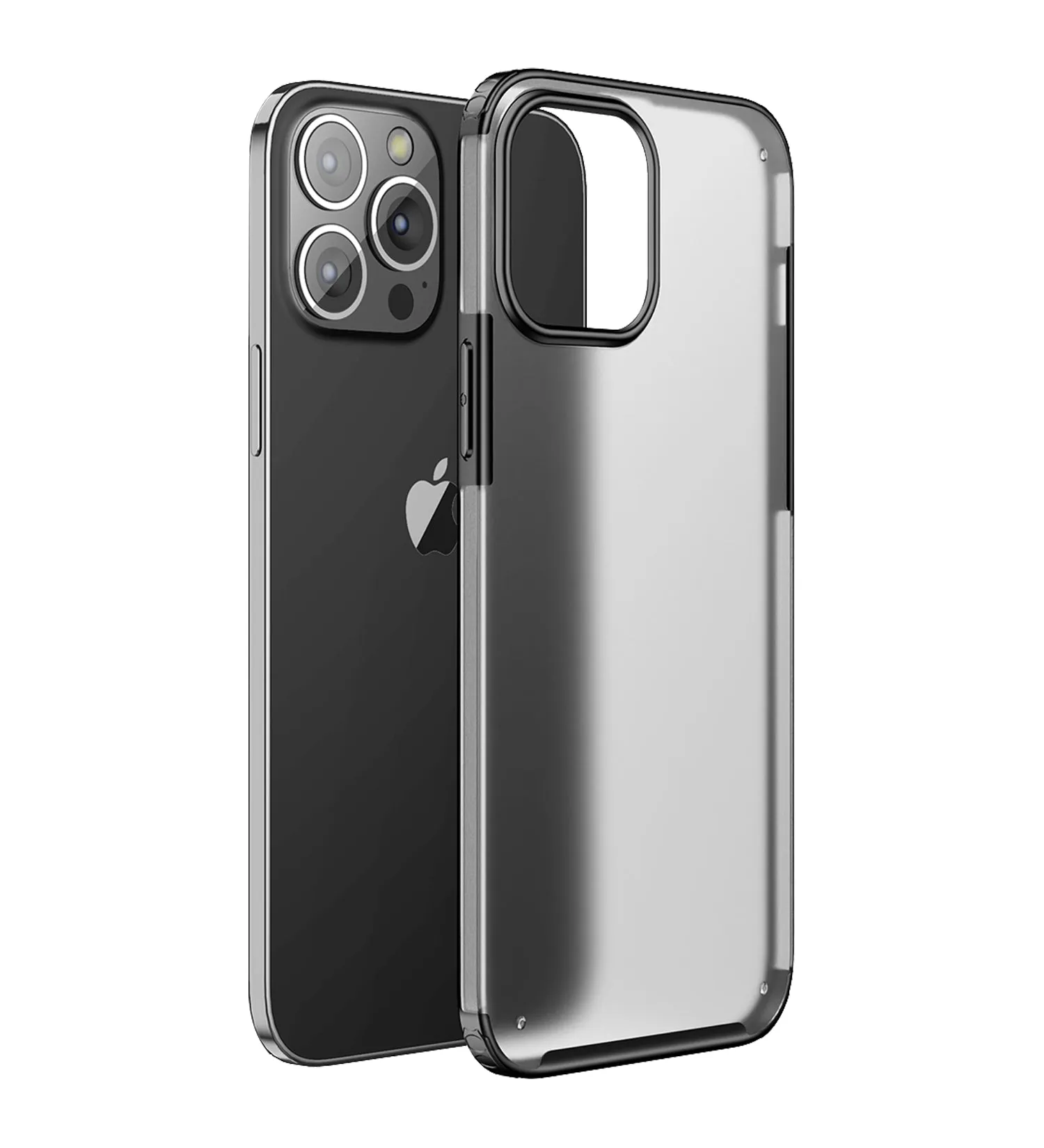 Rugged Frosted Semi Transparent PC Shock Proof Slim Back Cover for Apple iPhone 13 Pro, 6.1 inch, Black