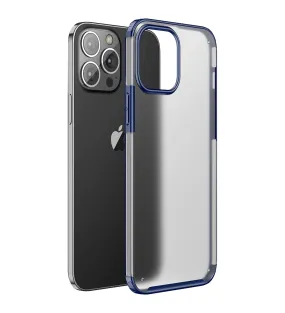 Rugged Frosted Semi Transparent PC Shock Proof Slim Back Cover for Apple iPhone 13 Pro Max, 6.7 inch, Blue