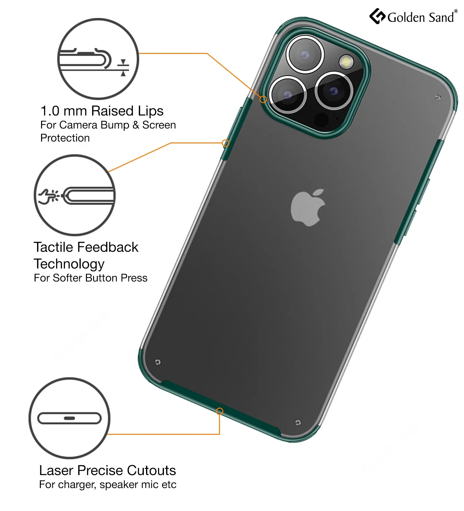 Rugged Frosted Semi Transparent PC Shock Proof Slim Back Cover for Apple iPhone 13 Pro Max, 6.7 inch, Green