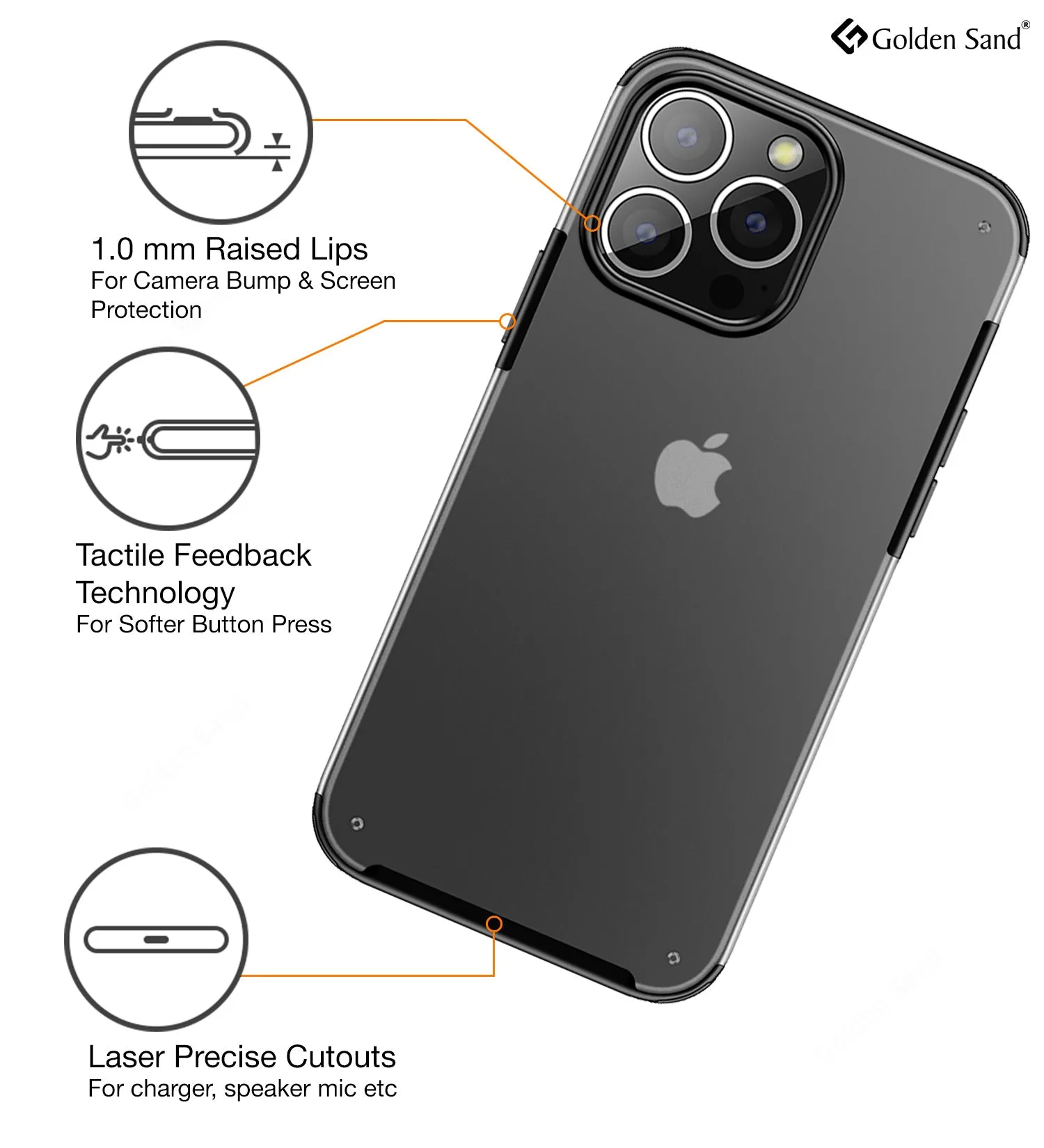 Rugged Frosted Semi Transparent PC Shock Proof Slim Back Cover for Apple iPhone 14 Pro, 6.1 inch, Black