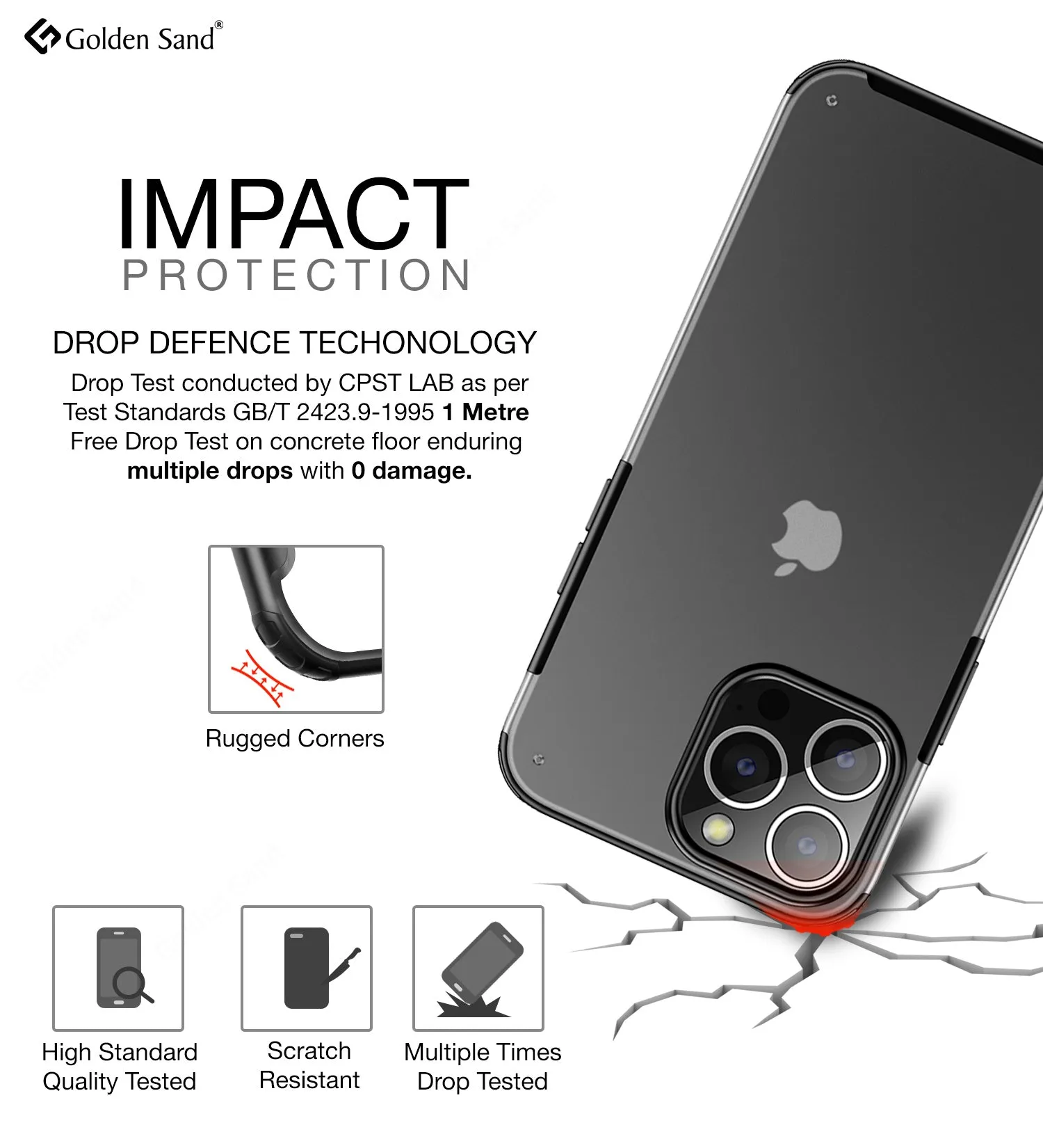 Rugged Frosted Semi Transparent PC Shock Proof Slim Back Cover for Apple iPhone 14 Pro, 6.1 inch, Black