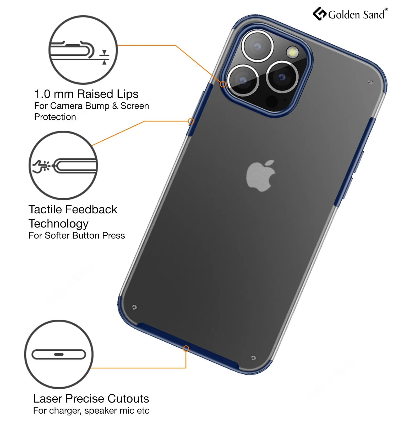 Rugged Frosted Semi Transparent PC Shock Proof Slim Back Cover for Apple iPhone 14 Pro Max, 6.7 inch, Blue