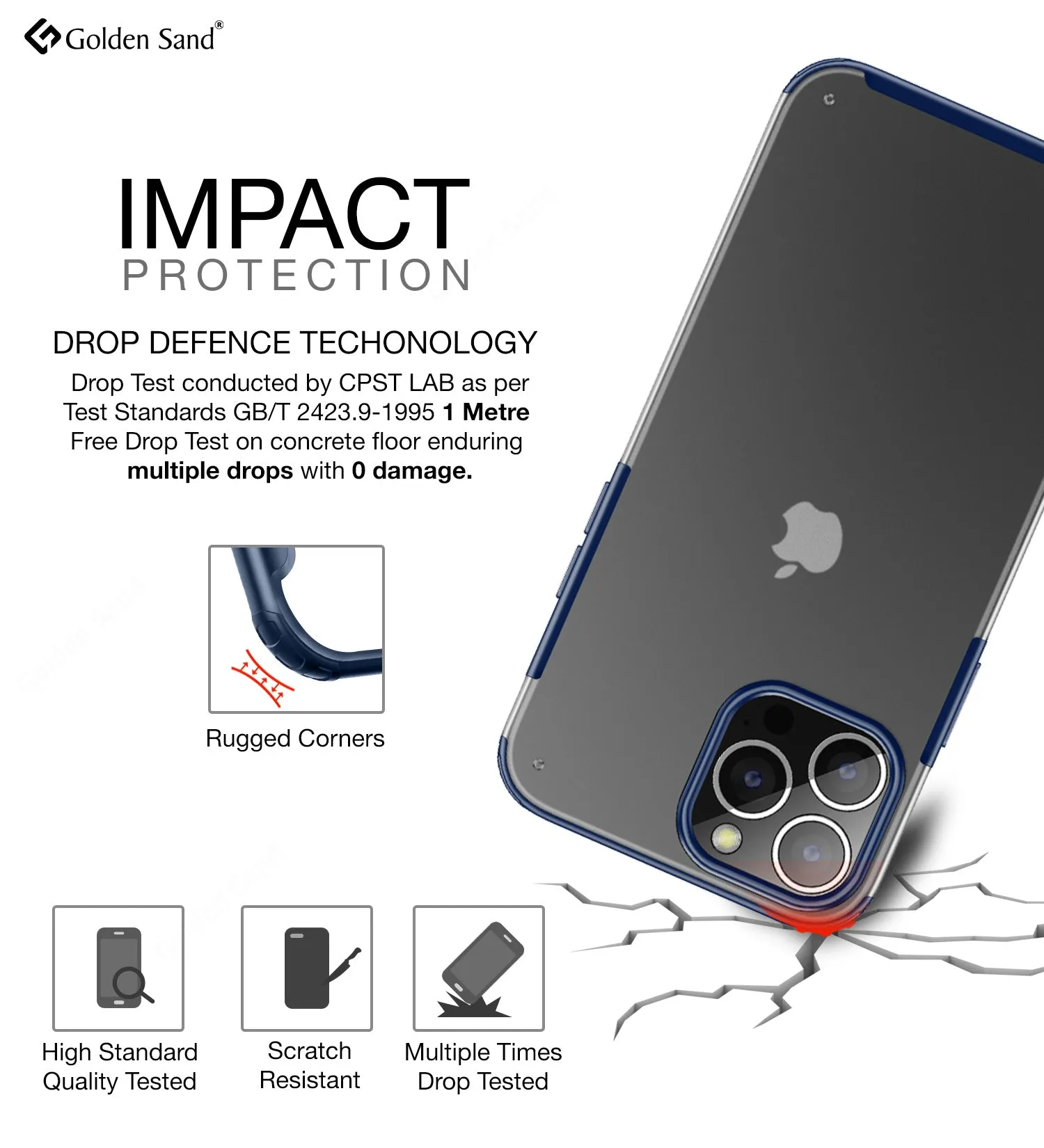 Rugged Frosted Semi Transparent PC Shock Proof Slim Back Cover for Apple iPhone 14 Pro Max, 6.7 inch, Blue