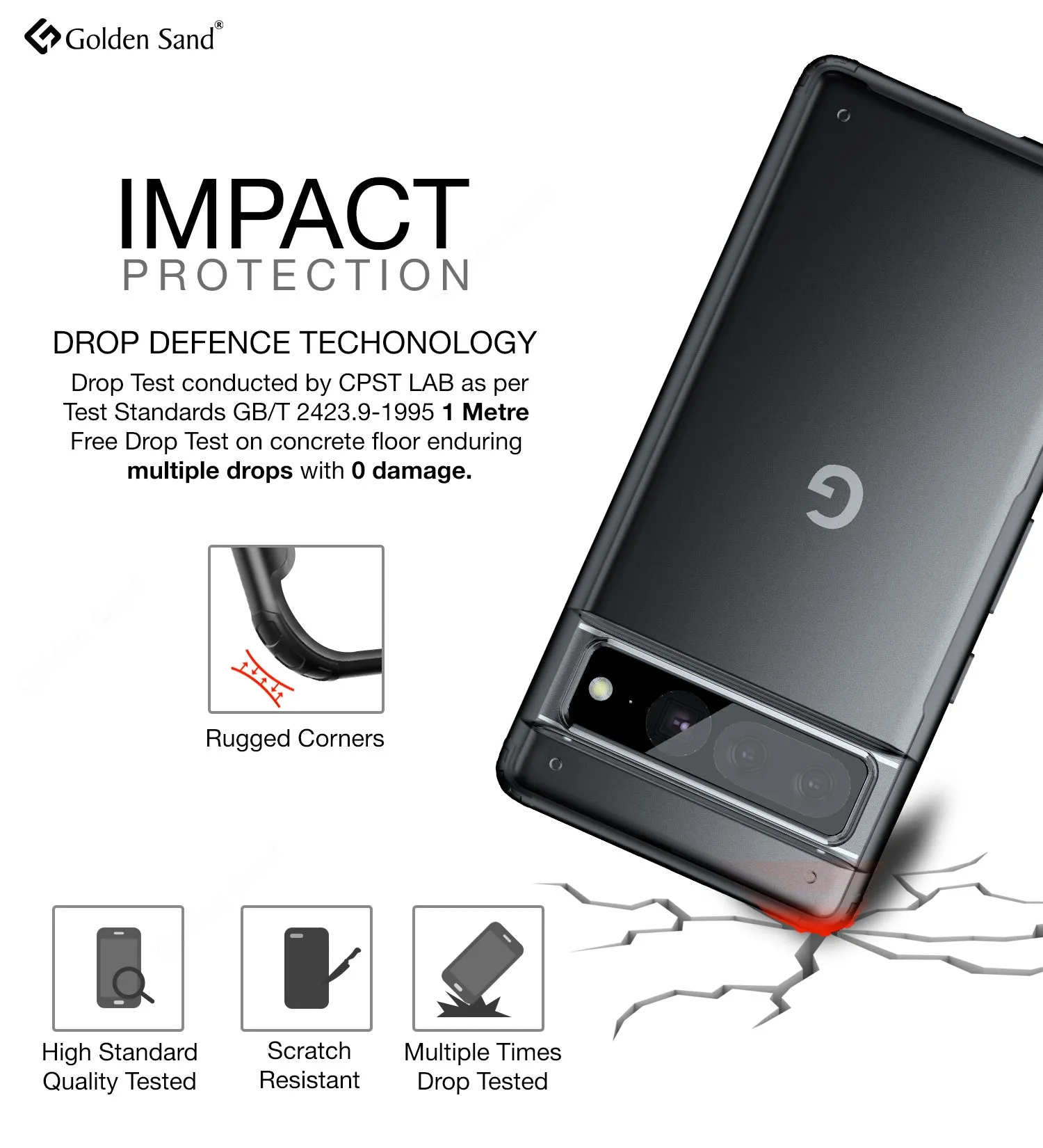 Rugged Frosted Semi Transparent PC Shock Proof Slim Back Cover for Google Pixel 7 Pro 5G, 6.7 inch, Black