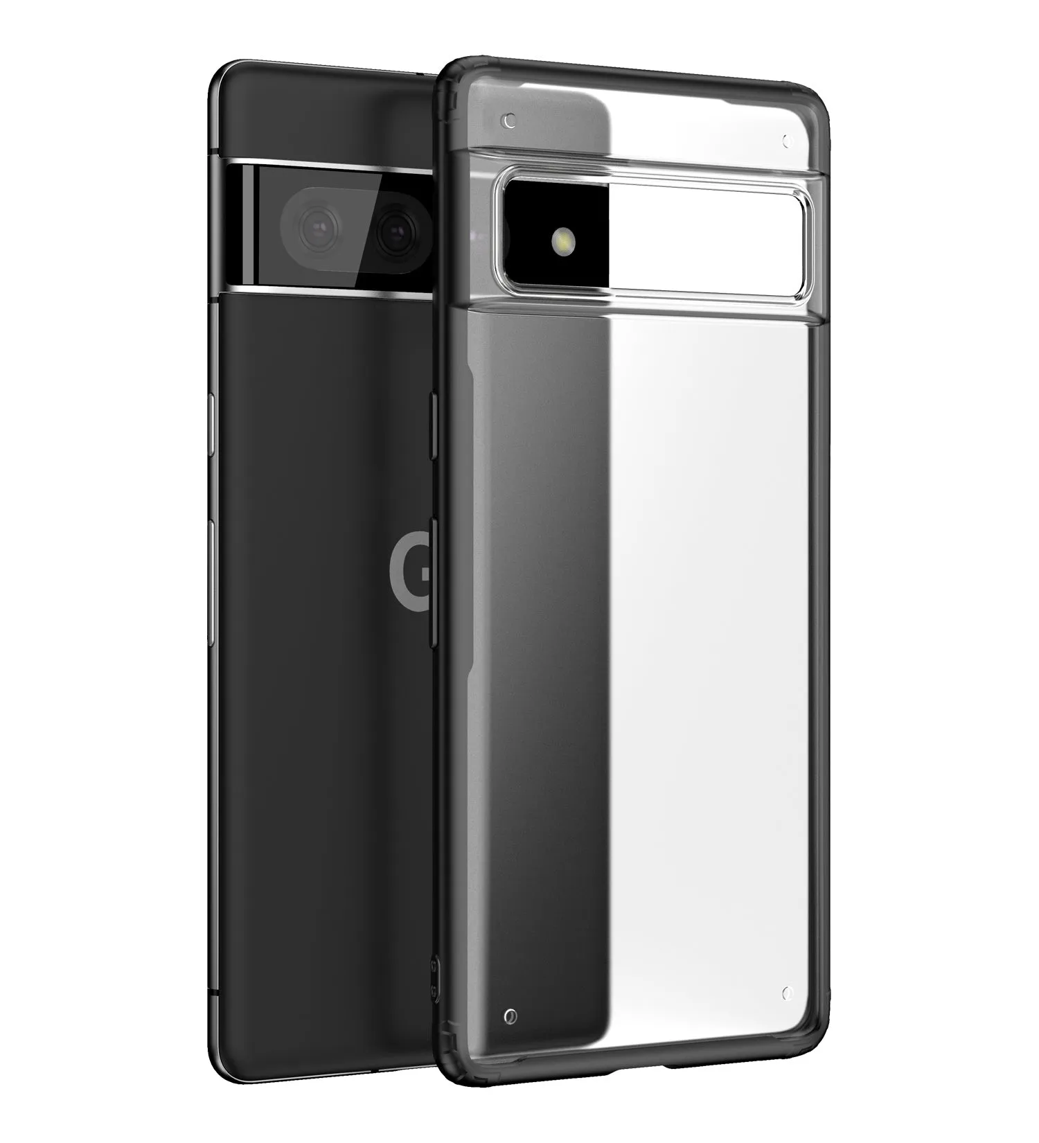 Rugged Frosted Semi Transparent PC Shock Proof Slim Back Cover for Google Pixel 7 Pro 5G, 6.7 inch, Black