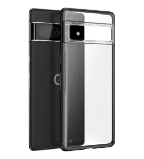 Rugged Frosted Semi Transparent PC Shock Proof Slim Back Cover for Google Pixel 7 Pro 5G, 6.7 inch, Black