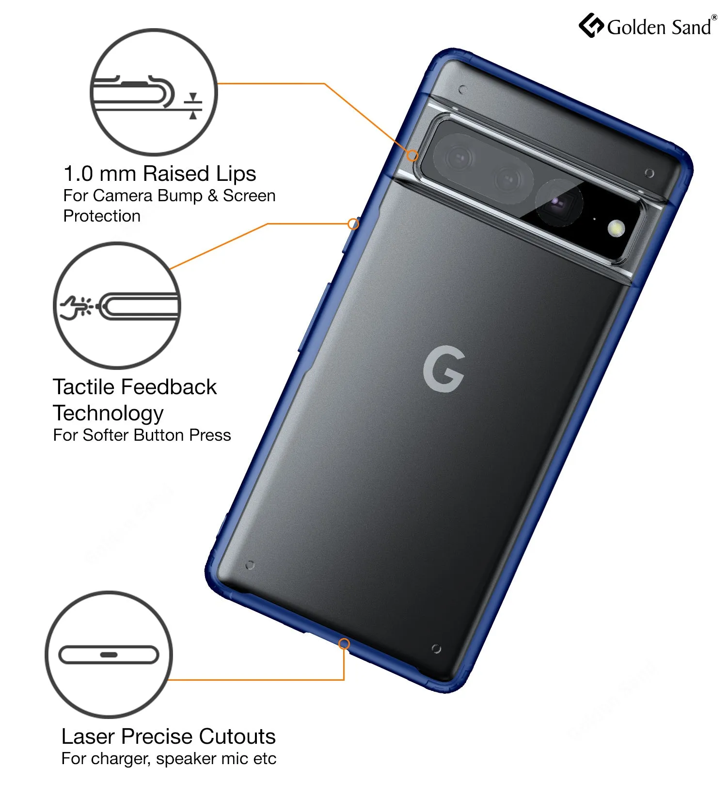 Rugged Frosted Semi Transparent PC Shock Proof Slim Back Cover for Google Pixel 7 Pro 5G, 6.7 inch, Blue