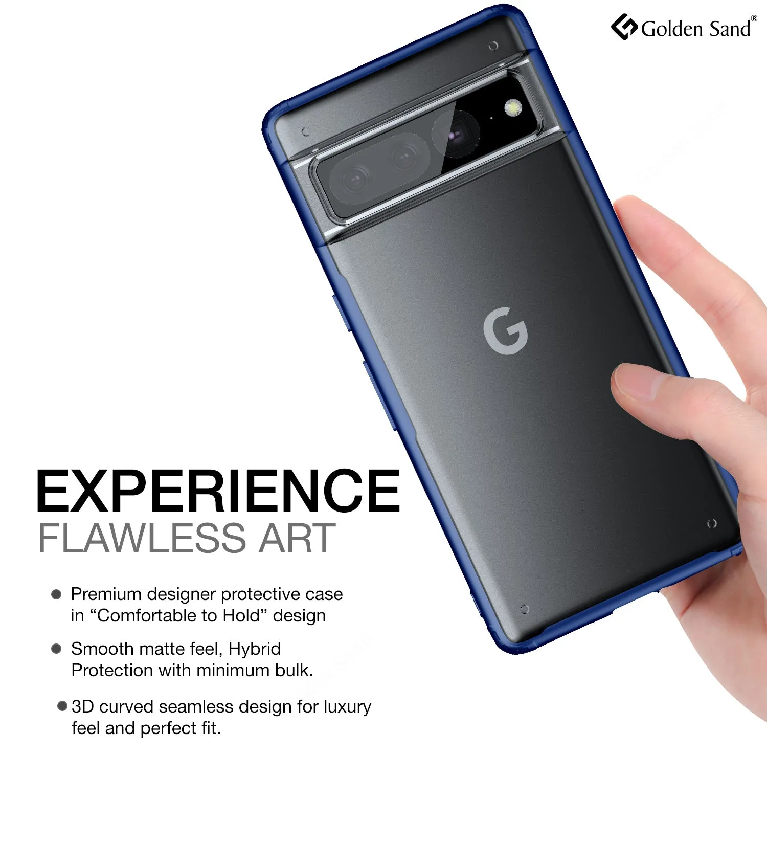Rugged Frosted Semi Transparent PC Shock Proof Slim Back Cover for Google Pixel 7 Pro 5G, 6.7 inch, Blue