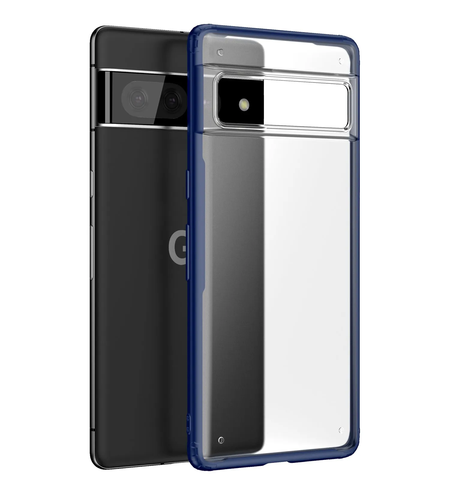 Rugged Frosted Semi Transparent PC Shock Proof Slim Back Cover for Google Pixel 7 Pro 5G, 6.7 inch, Blue