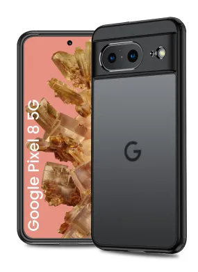 Rugged Frosted Semi Transparent PC Shock Proof Slim Back Cover for Google Pixel 8 5G, 6.17 inch, Black