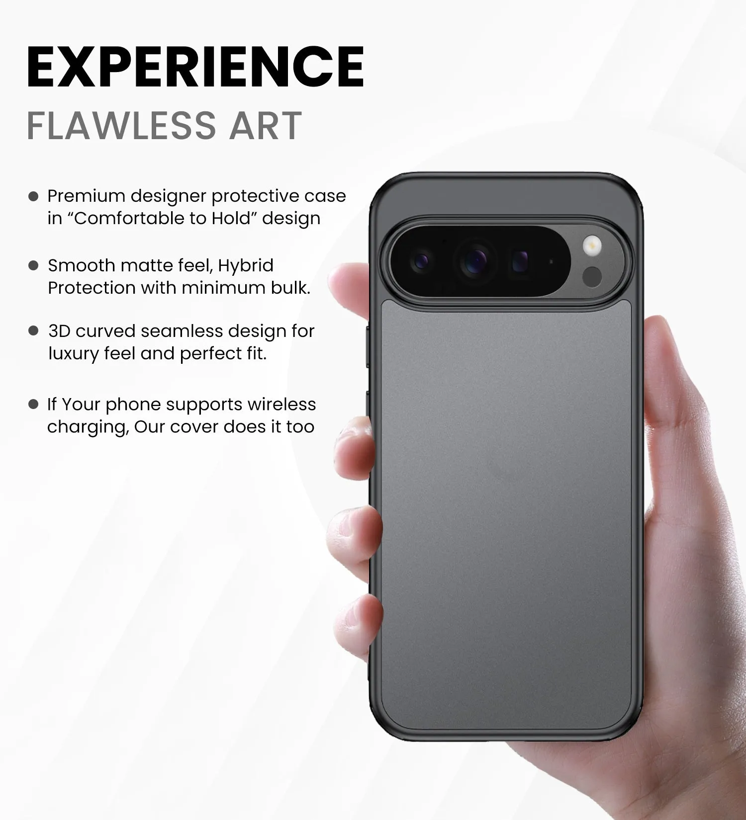 Rugged Frosted Semi Transparent PC Shock Proof Slim Back Cover for Google Pixel 9 Pro XL 5G, 6.8 inch, Black