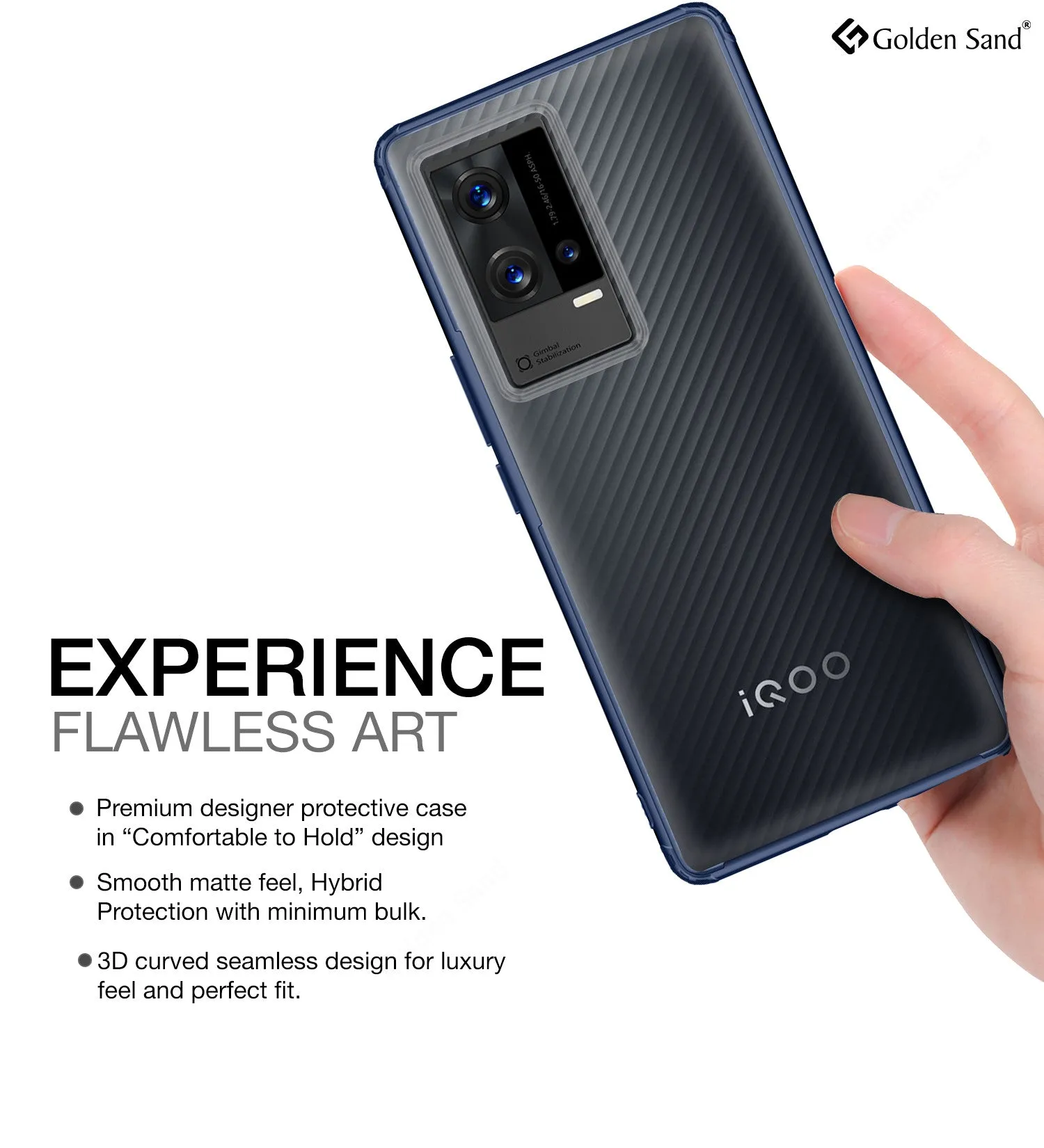 Rugged Frosted Semi Transparent PC Shock Proof Slim Back Cover for iQOO 9 5G, 6.56 inch, Blue