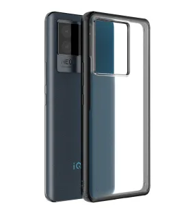 Rugged Frosted Semi Transparent PC Shock Proof Slim Back Cover for iQOO Neo 6 5G, 6.62 inch, Black