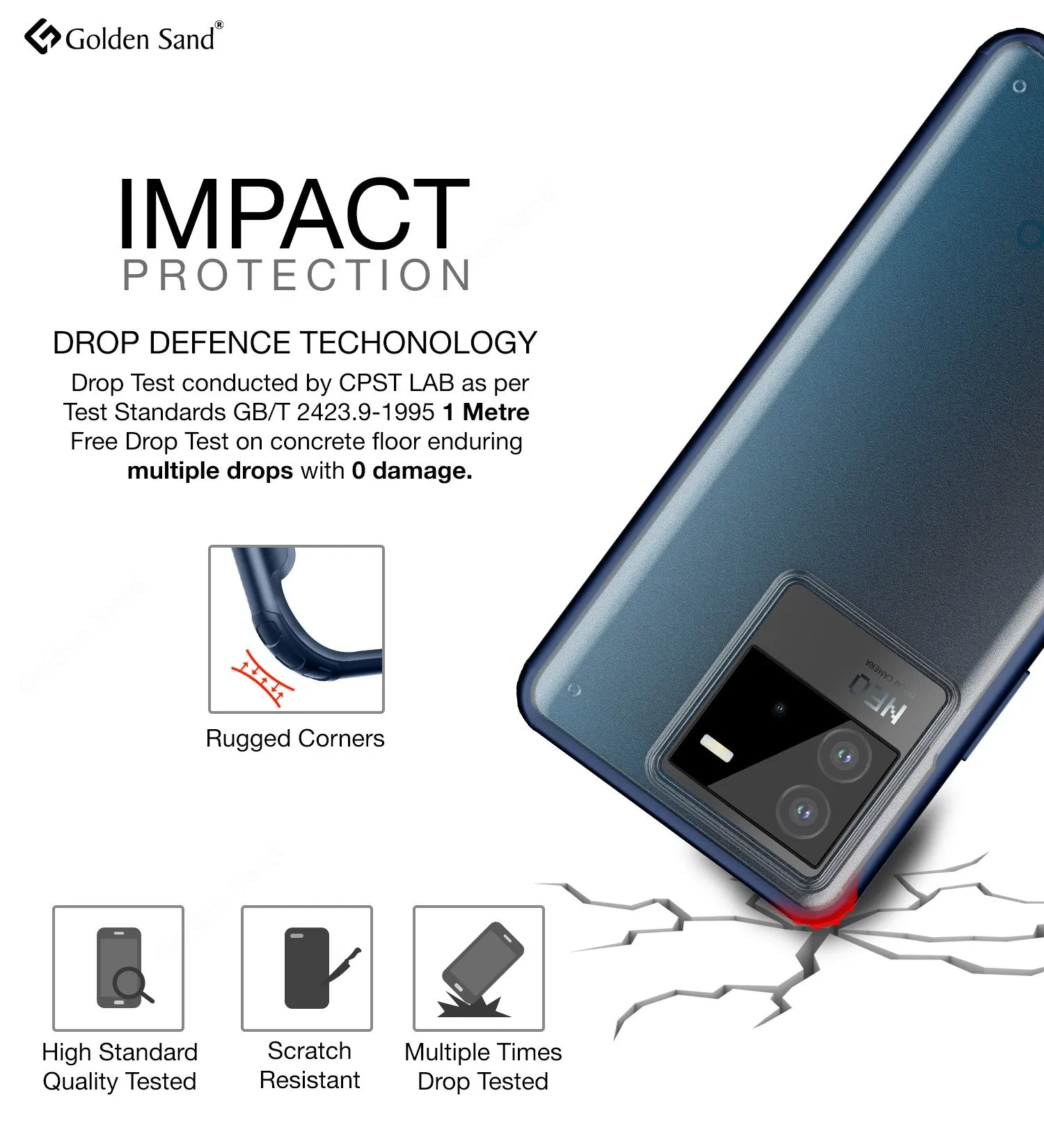 Rugged Frosted Semi Transparent PC Shock Proof Slim Back Cover for iQOO Neo 6 5G, 6.62 inch, Blue