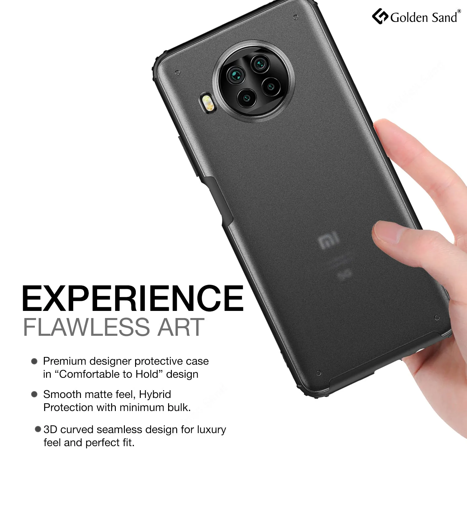 Rugged Frosted Semi Transparent PC Shock Proof Slim Back Cover for Mi 10i 5G, 6.67 inch, Black