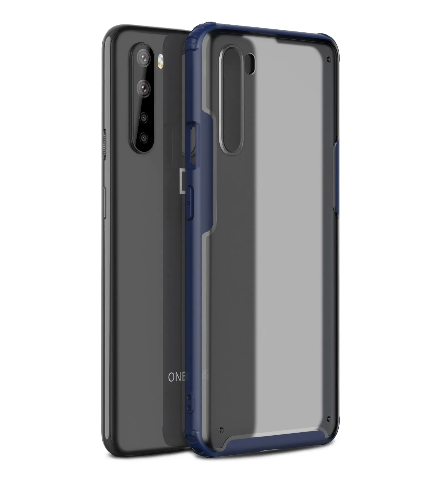 Rugged Frosted Semi Transparent PC Shock Proof Slim Back Cover for One Plus Nord (1  Nord), Blue