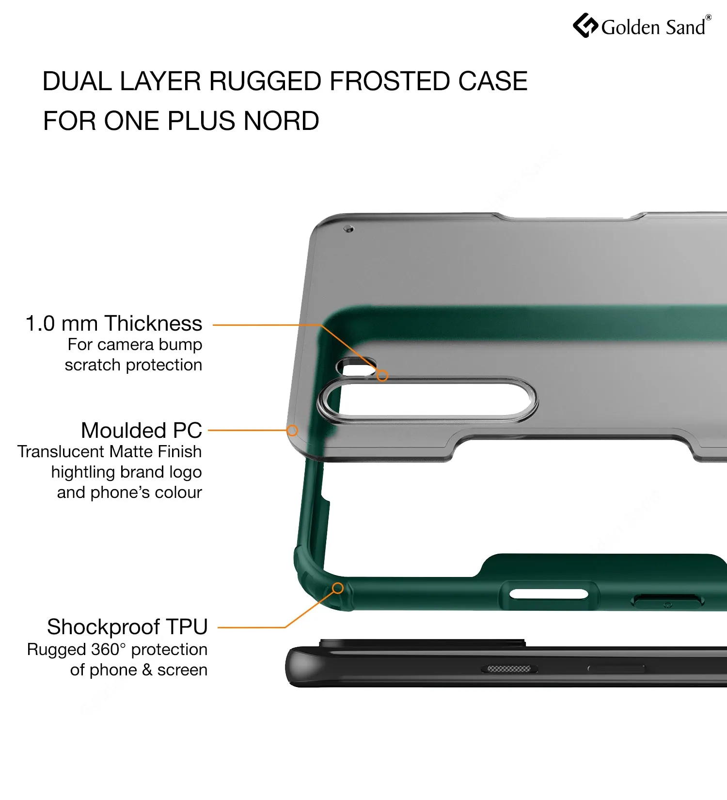 Rugged Frosted Semi Transparent PC Shock Proof Slim Back Cover for One Plus Nord (1  Nord), Green
