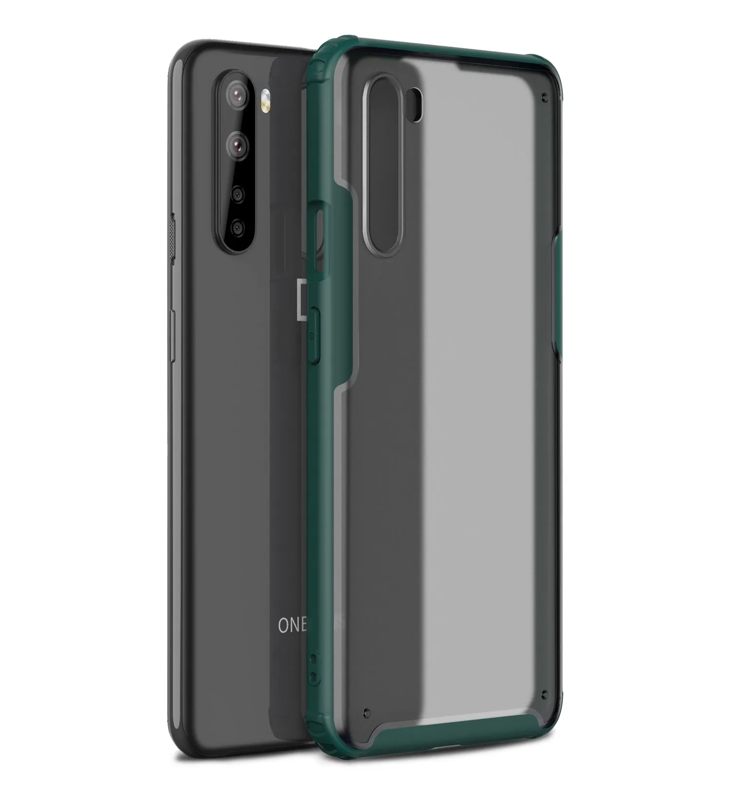 Rugged Frosted Semi Transparent PC Shock Proof Slim Back Cover for One Plus Nord (1  Nord), Green