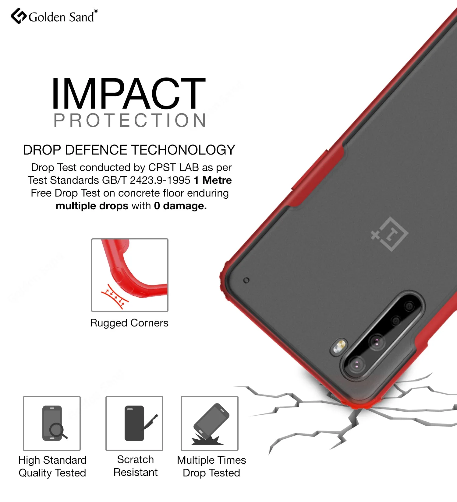 Rugged Frosted Semi Transparent PC Shock Proof Slim Back Cover for One Plus Nord (1  Nord), Red