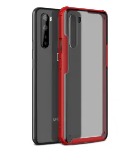 Rugged Frosted Semi Transparent PC Shock Proof Slim Back Cover for One Plus Nord (1  Nord), Red