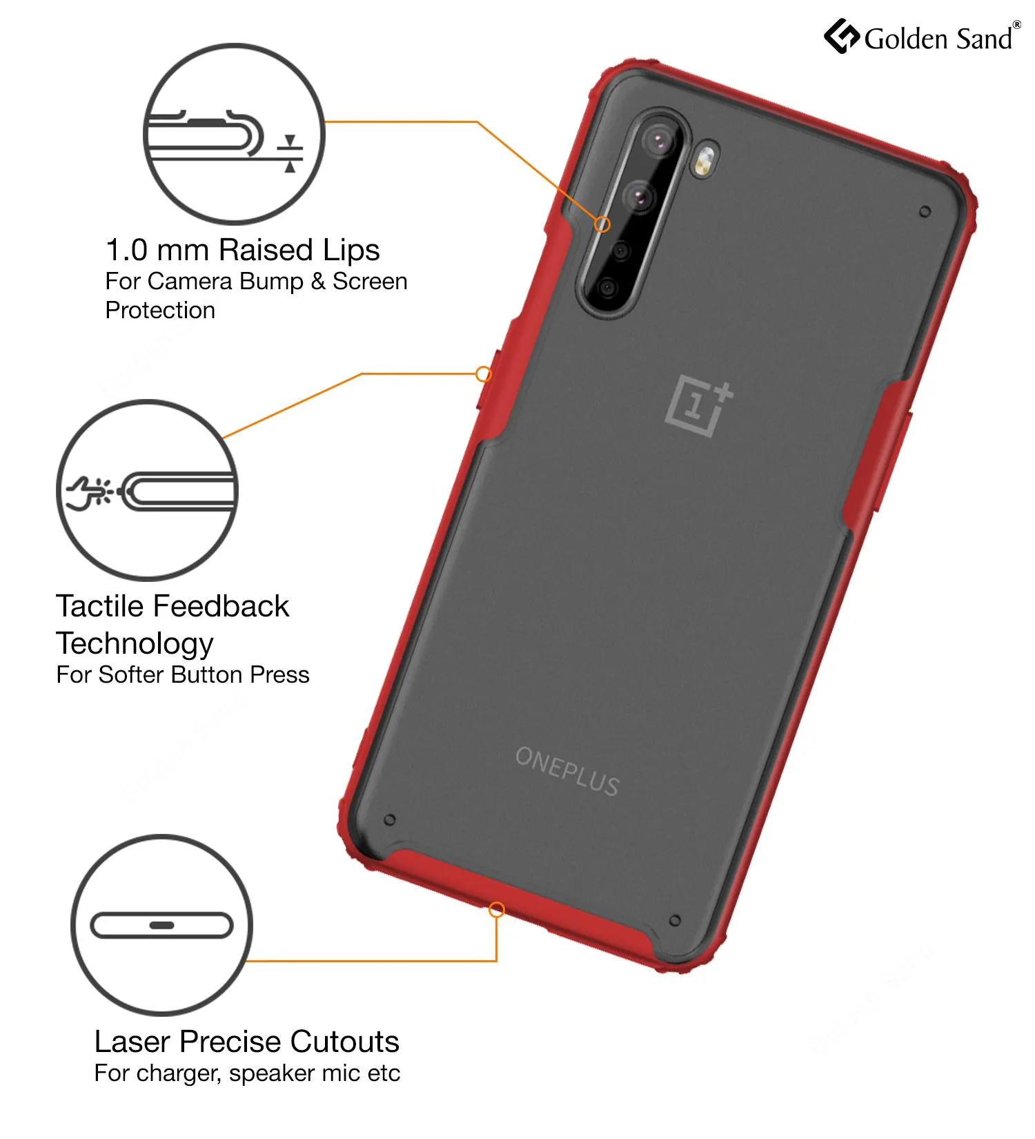 Rugged Frosted Semi Transparent PC Shock Proof Slim Back Cover for One Plus Nord (1  Nord), Red