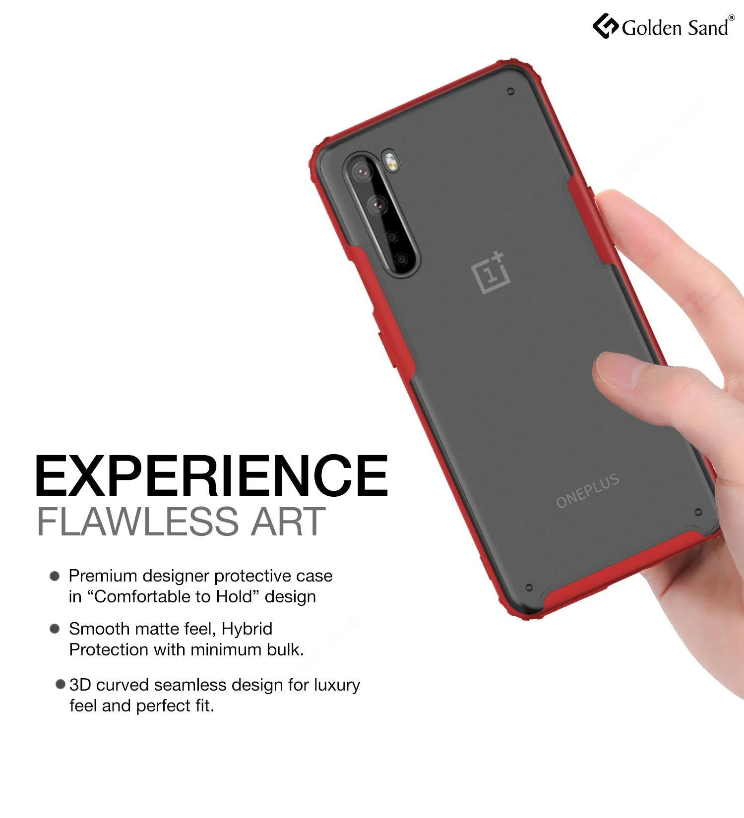 Rugged Frosted Semi Transparent PC Shock Proof Slim Back Cover for One Plus Nord (1  Nord), Red