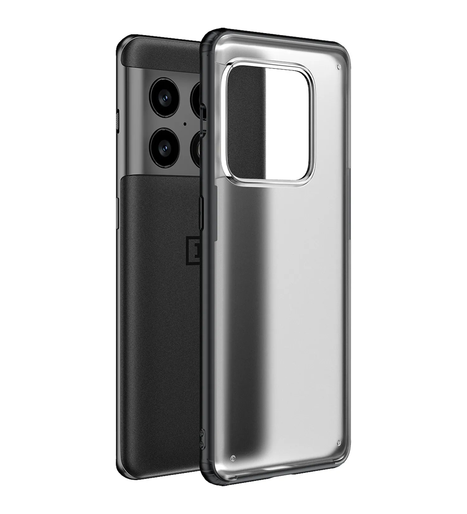 Rugged Frosted Semi Transparent PC Shock Proof Slim Back Cover for OnePlus 10 Pro 5G, 6.7 inch, Black