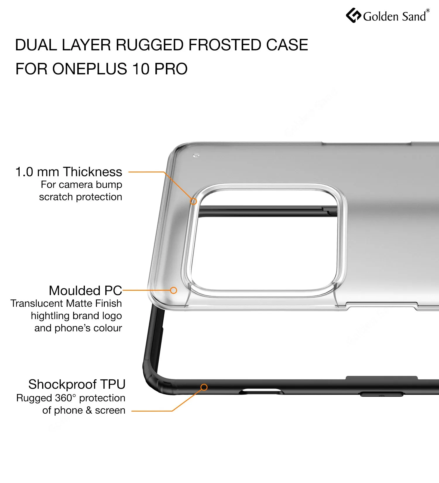 Rugged Frosted Semi Transparent PC Shock Proof Slim Back Cover for OnePlus 10 Pro 5G, 6.7 inch, Black