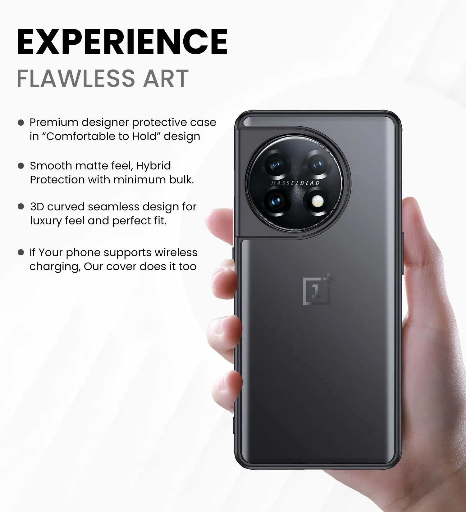 Rugged Frosted Semi Transparent PC Shock Proof Slim Back Cover for OnePlus 11 5G, 6.7 inch, Black