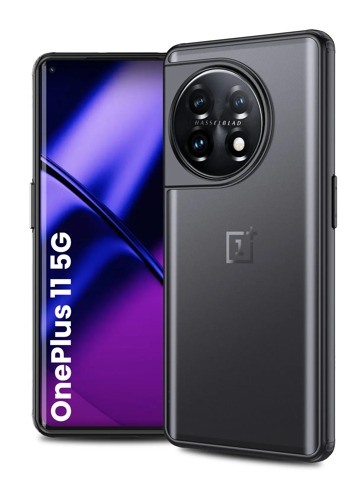 Rugged Frosted Semi Transparent PC Shock Proof Slim Back Cover for OnePlus 11 5G, 6.7 inch, Black